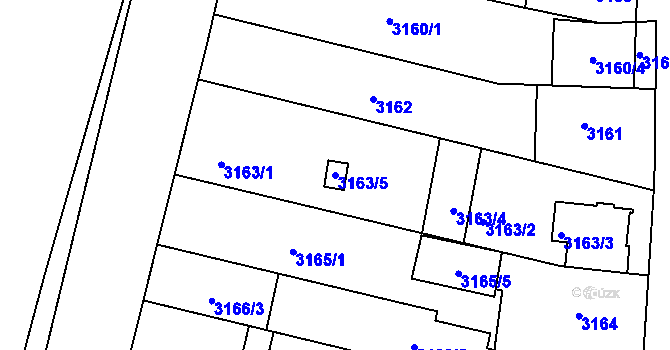 Parcela st. 3163/5 v KÚ Líšeň, Katastrální mapa