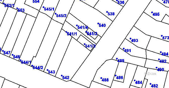 Parcela st. 541/3 v KÚ Líšeň, Katastrální mapa