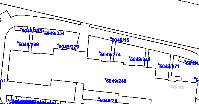 Parcela st. 5049/274 v KÚ Líšeň, Katastrální mapa