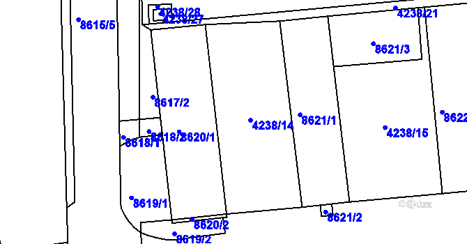 Parcela st. 4238/13 v KÚ Líšeň, Katastrální mapa