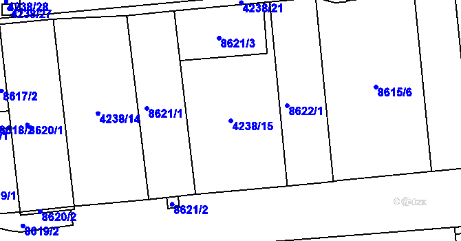 Parcela st. 4238/15 v KÚ Líšeň, Katastrální mapa
