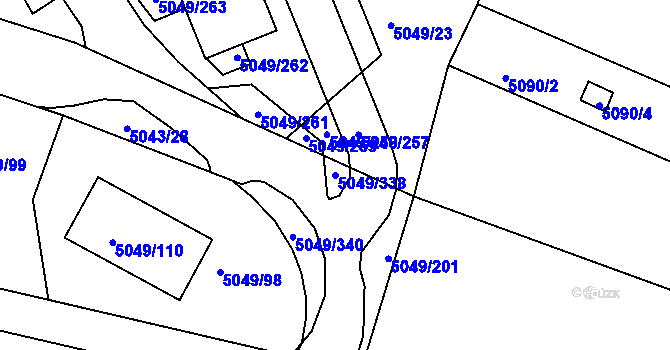 Parcela st. 5049/338 v KÚ Líšeň, Katastrální mapa