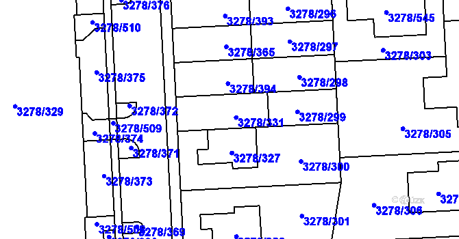 Parcela st. 3278/331 v KÚ Líšeň, Katastrální mapa