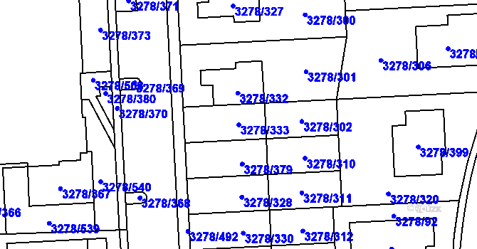 Parcela st. 3278/333 v KÚ Líšeň, Katastrální mapa