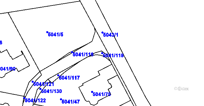 Parcela st. 5041/118 v KÚ Líšeň, Katastrální mapa