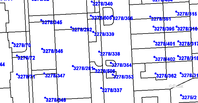 Parcela st. 3278/338 v KÚ Líšeň, Katastrální mapa