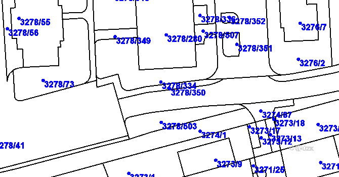 Parcela st. 3278/350 v KÚ Líšeň, Katastrální mapa