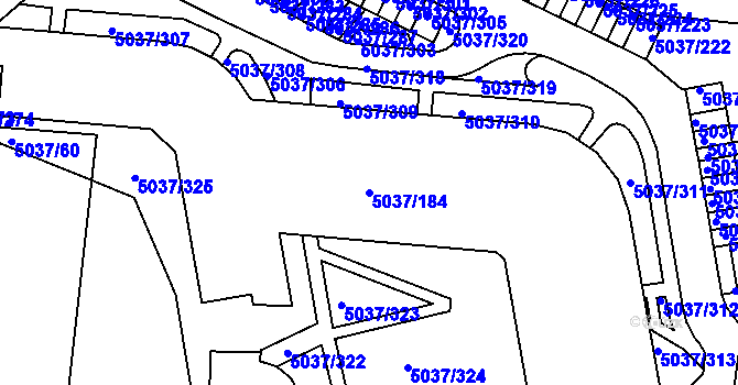 Parcela st. 5037/184 v KÚ Líšeň, Katastrální mapa