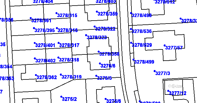 Parcela st. 3278/358 v KÚ Líšeň, Katastrální mapa