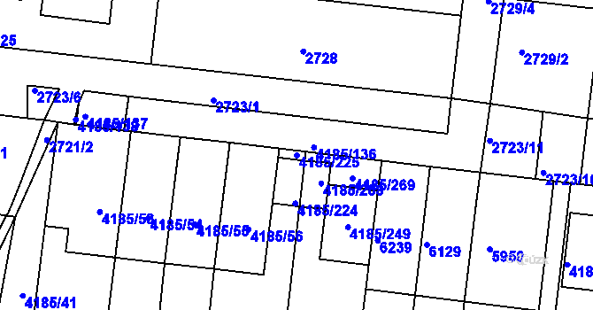 Parcela st. 4185/225 v KÚ Líšeň, Katastrální mapa