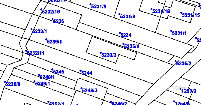 Parcela st. 5239/3 v KÚ Líšeň, Katastrální mapa