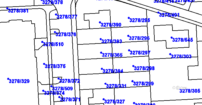 Parcela st. 3278/365 v KÚ Líšeň, Katastrální mapa