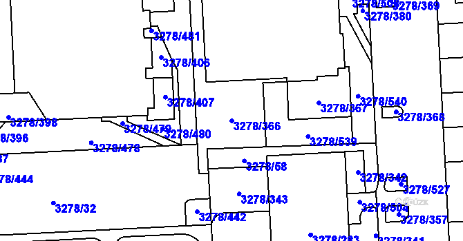Parcela st. 3278/366 v KÚ Líšeň, Katastrální mapa