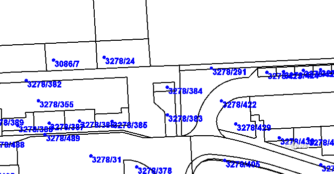 Parcela st. 3278/384 v KÚ Líšeň, Katastrální mapa