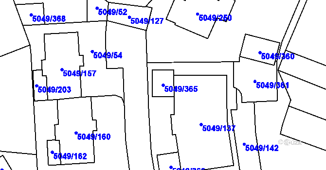 Parcela st. 5049/365 v KÚ Líšeň, Katastrální mapa