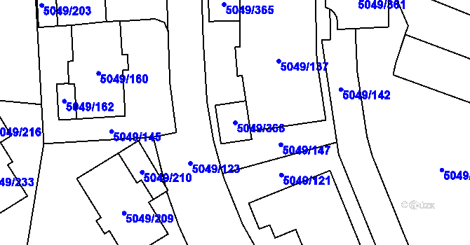 Parcela st. 5049/366 v KÚ Líšeň, Katastrální mapa