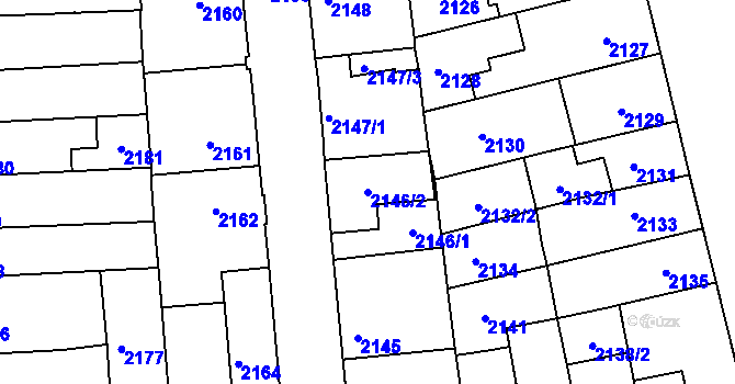 Parcela st. 2146/2 v KÚ Líšeň, Katastrální mapa