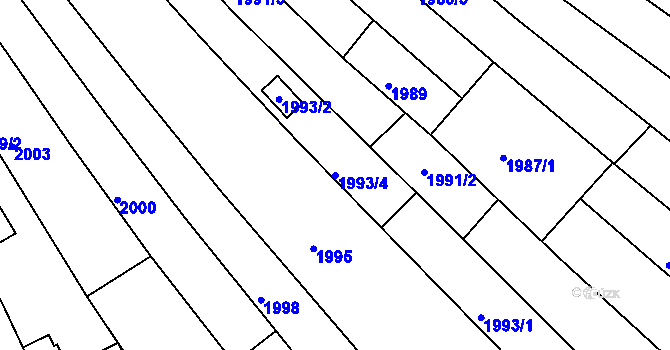 Parcela st. 1993/4 v KÚ Líšeň, Katastrální mapa