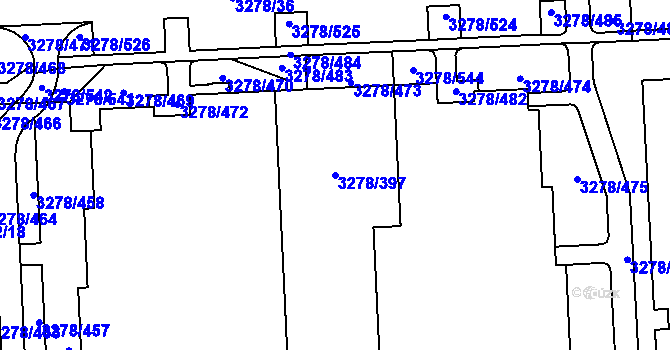 Parcela st. 3278/397 v KÚ Líšeň, Katastrální mapa