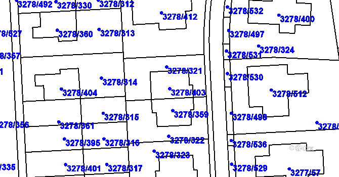 Parcela st. 3278/403 v KÚ Líšeň, Katastrální mapa