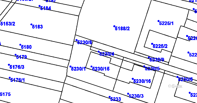 Parcela st. 5230/4 v KÚ Líšeň, Katastrální mapa