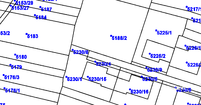 Parcela st. 5230/7 v KÚ Líšeň, Katastrální mapa