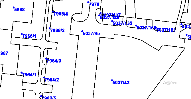 Parcela st. 5037/131 v KÚ Líšeň, Katastrální mapa