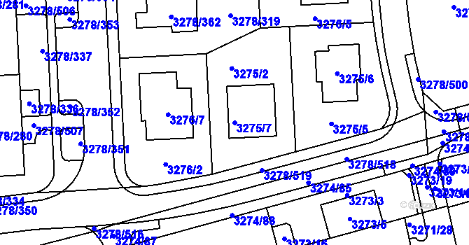 Parcela st. 3275/7 v KÚ Líšeň, Katastrální mapa