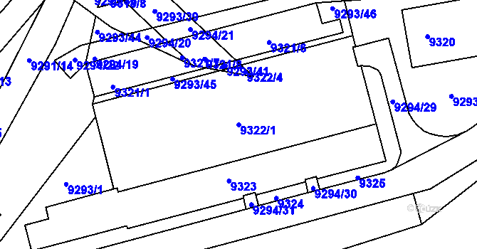 Parcela st. 9322/1 v KÚ Líšeň, Katastrální mapa