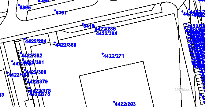 Parcela st. 4422/271 v KÚ Líšeň, Katastrální mapa