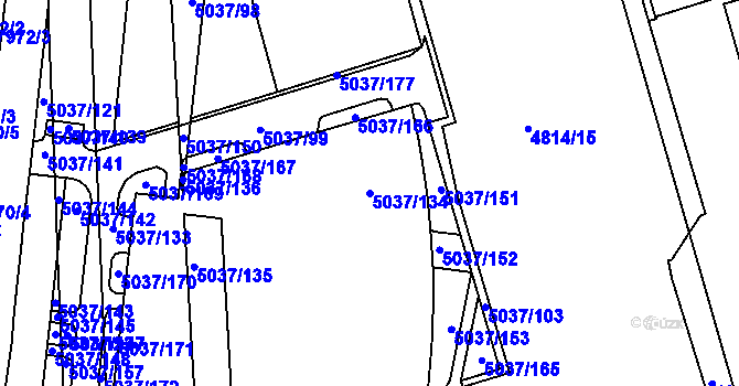 Parcela st. 5037/134 v KÚ Líšeň, Katastrální mapa