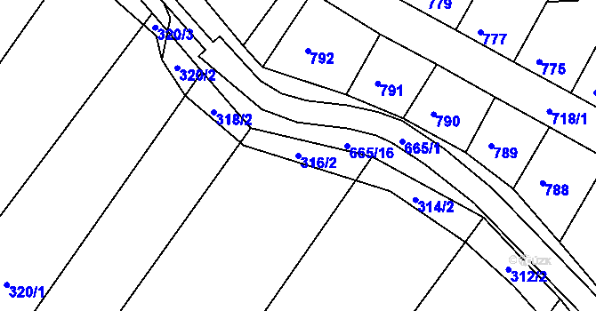 Parcela st. 316/2 v KÚ Líšeň, Katastrální mapa