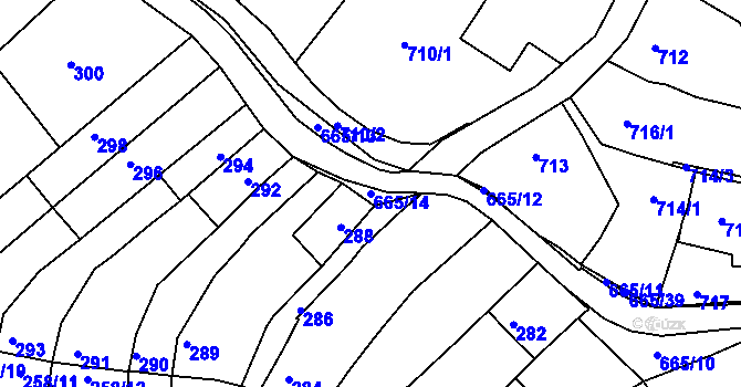 Parcela st. 665/14 v KÚ Líšeň, Katastrální mapa