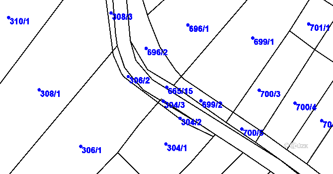 Parcela st. 665/15 v KÚ Líšeň, Katastrální mapa
