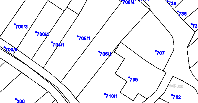 Parcela st. 706/1 v KÚ Líšeň, Katastrální mapa