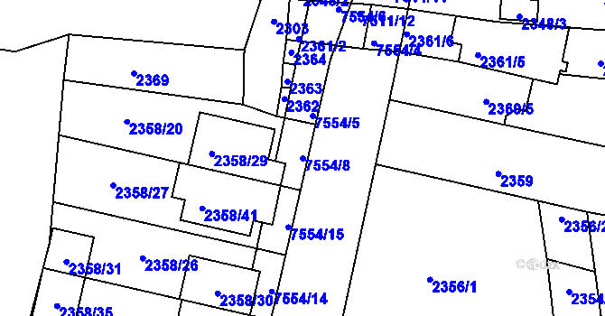 Parcela st. 7554/8 v KÚ Líšeň, Katastrální mapa