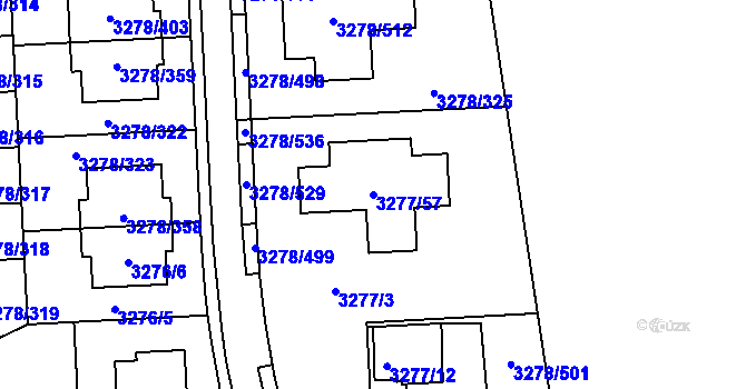 Parcela st. 3277/57 v KÚ Líšeň, Katastrální mapa