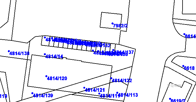 Parcela st. 4814/134 v KÚ Líšeň, Katastrální mapa