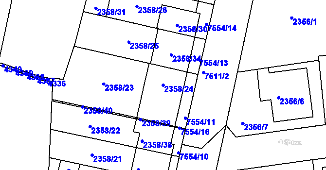 Parcela st. 2358/24 v KÚ Líšeň, Katastrální mapa