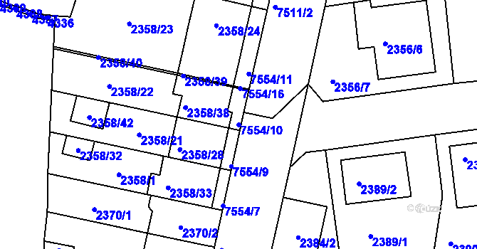 Parcela st. 7554/10 v KÚ Líšeň, Katastrální mapa