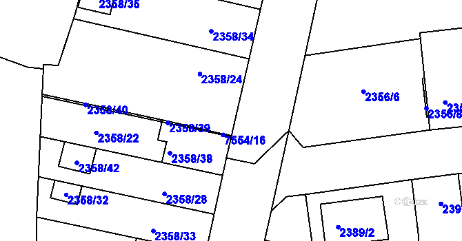 Parcela st. 7554/11 v KÚ Líšeň, Katastrální mapa