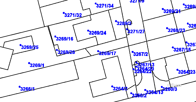 Parcela st. 3269/17 v KÚ Líšeň, Katastrální mapa