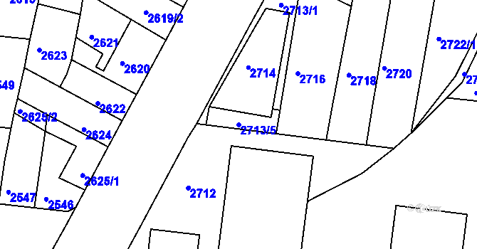Parcela st. 2713/5 v KÚ Líšeň, Katastrální mapa