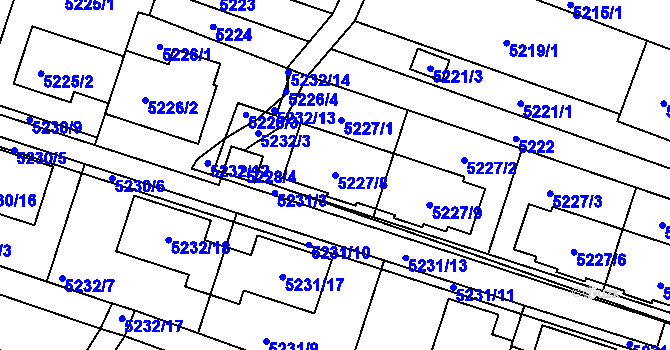 Parcela st. 5227/8 v KÚ Líšeň, Katastrální mapa