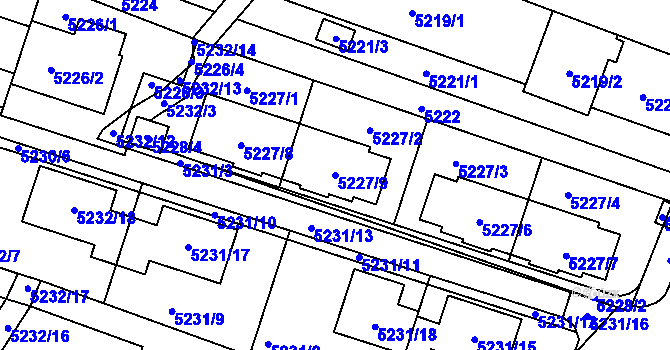 Parcela st. 5227/9 v KÚ Líšeň, Katastrální mapa