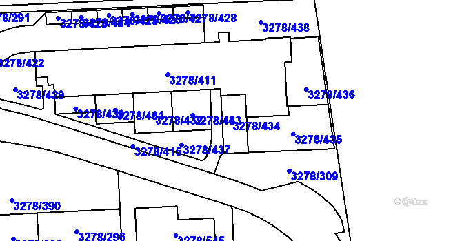 Parcela st. 3278/434 v KÚ Líšeň, Katastrální mapa