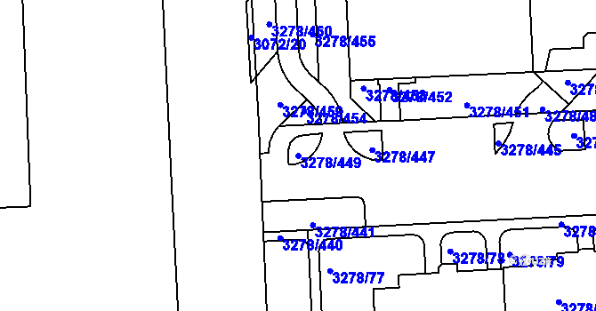Parcela st. 3278/449 v KÚ Líšeň, Katastrální mapa