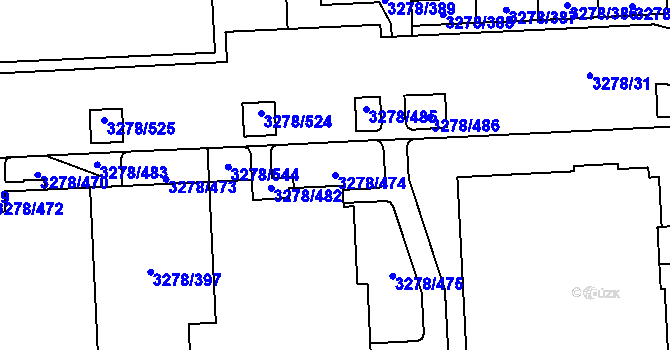 Parcela st. 3278/474 v KÚ Líšeň, Katastrální mapa