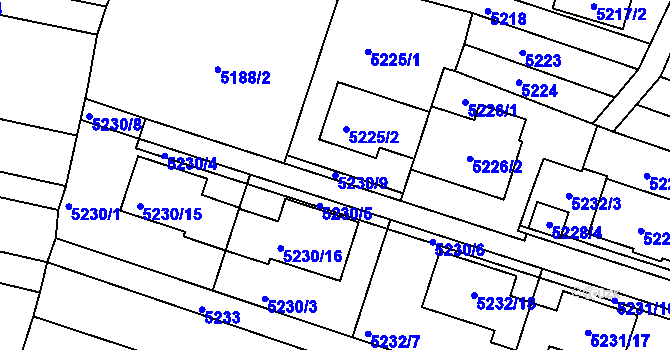 Parcela st. 5230/9 v KÚ Líšeň, Katastrální mapa