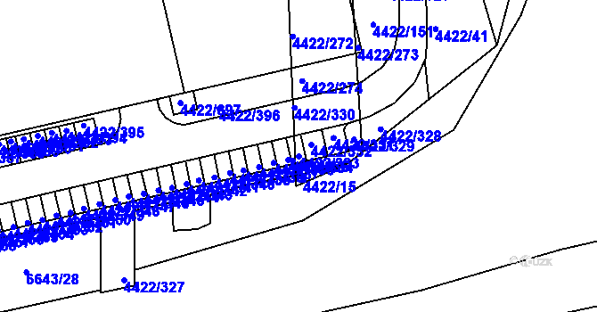 Parcela st. 4422/333 v KÚ Líšeň, Katastrální mapa